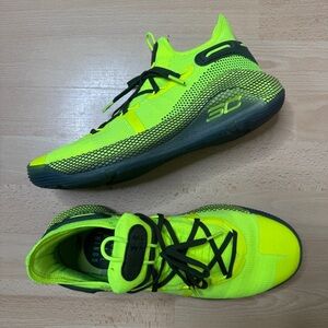 Under Armour Sneakers Men's 11.5 Neon Yellow Curry 6 Coy Fish Basketball